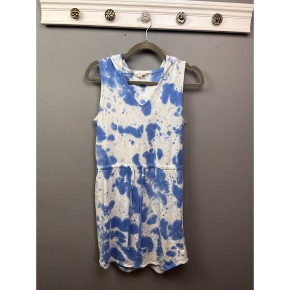 Jane and Delancey Tie Dye Cover Up Dress Womens Small Blue Hoodie Beach Swim